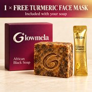 Glowmela African Black Soap with 1 free turmeric face mask